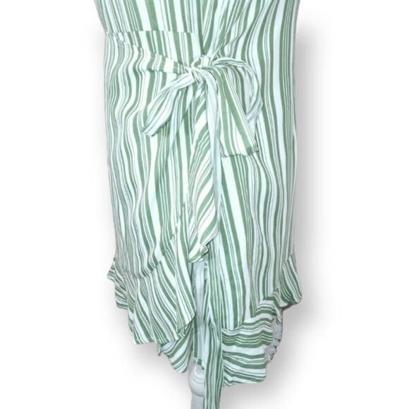 FOREVER 21 WHITE & GREEN STRIPE WRAP DRESS SZ.L NWT - Picture 8 of 13